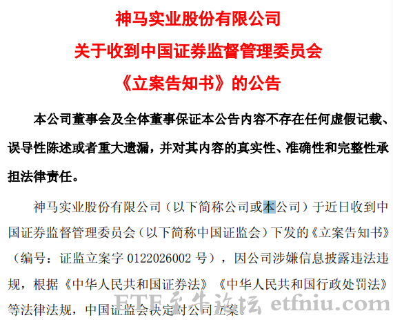 神马股份被立案调查