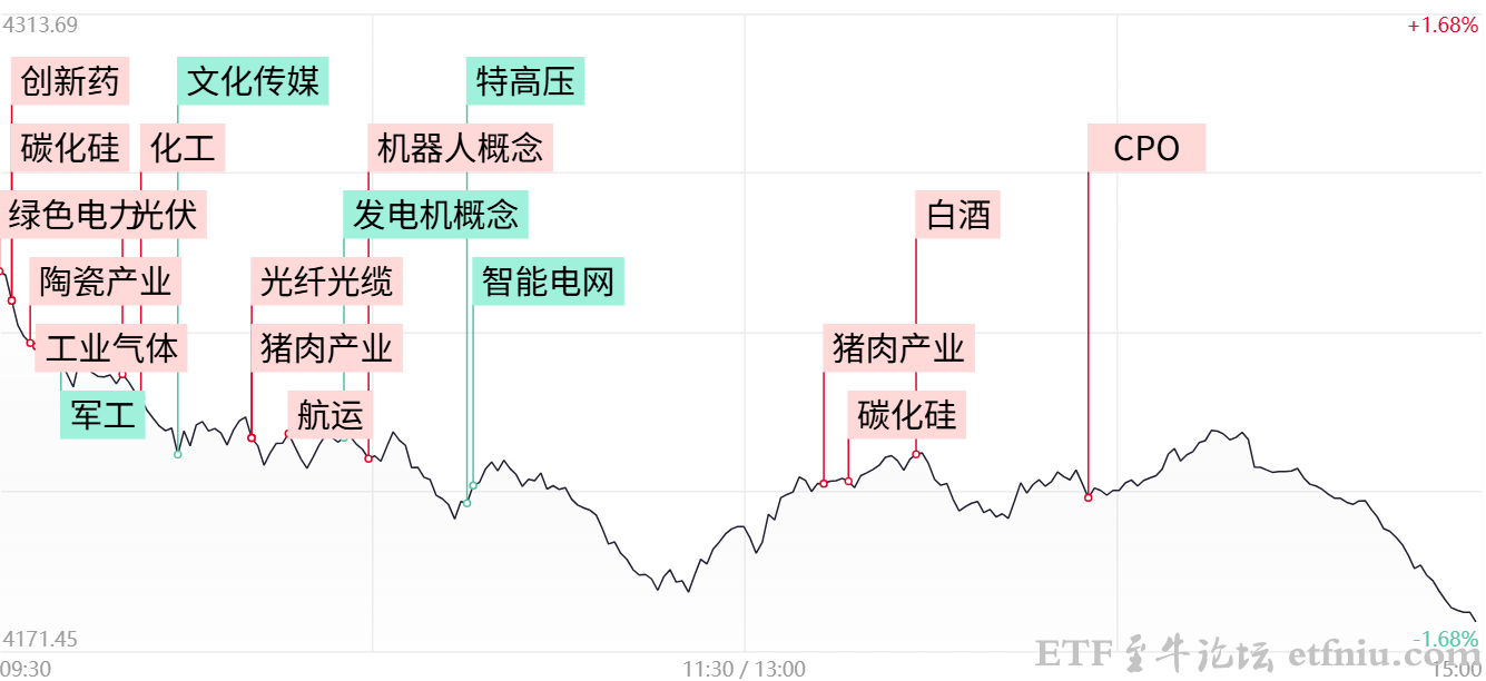 沪指跌超1%失守4200点,猪肉白酒化工板块逆势活跃