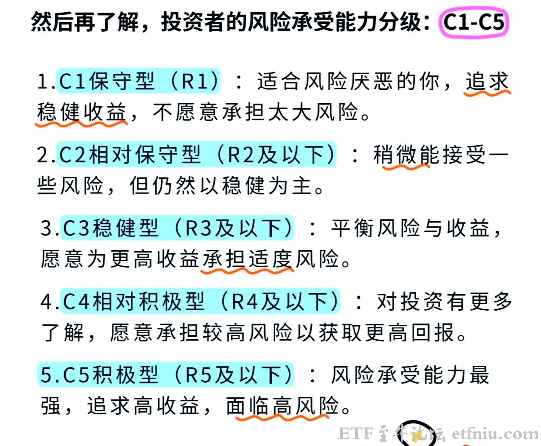 投资者风险承受能力C1到C5